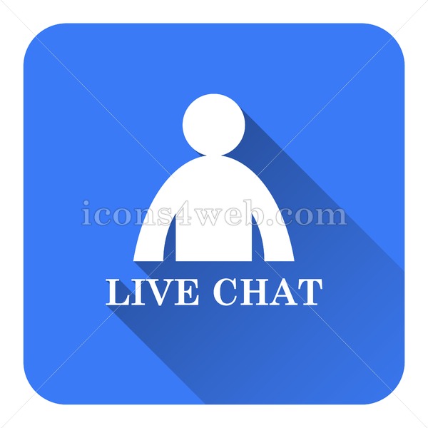 600x600 Live Chat Flat Icon With Long Shadow Vector