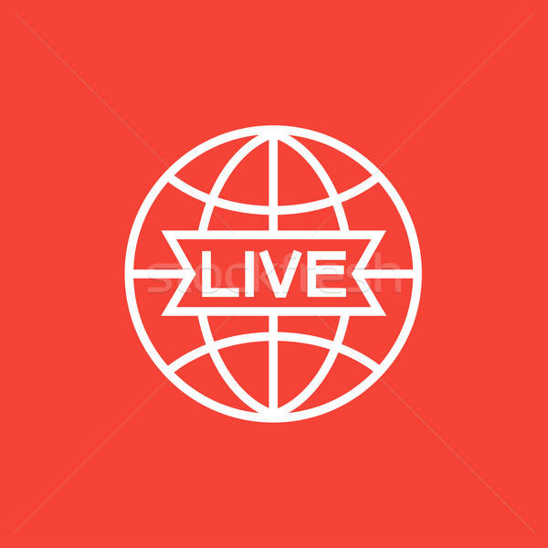 600x600 Globe With Live Sign Line Icon Vector Illustration Andrei
