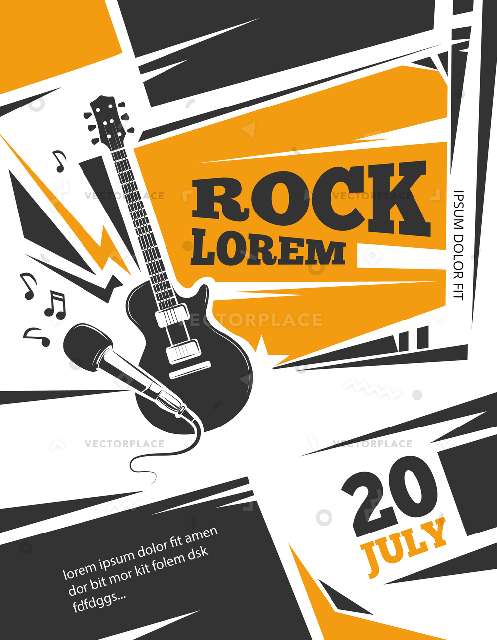 1000x1286 Live Music Poster Template Rock Concert Vector Illustration