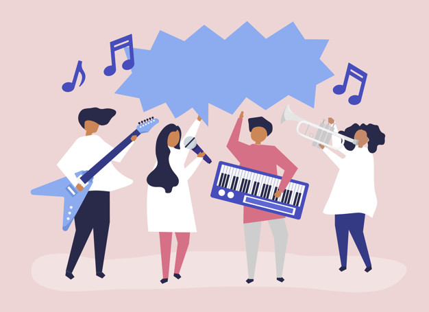 626x455 A Band Performing Live Music Vector Free Download
