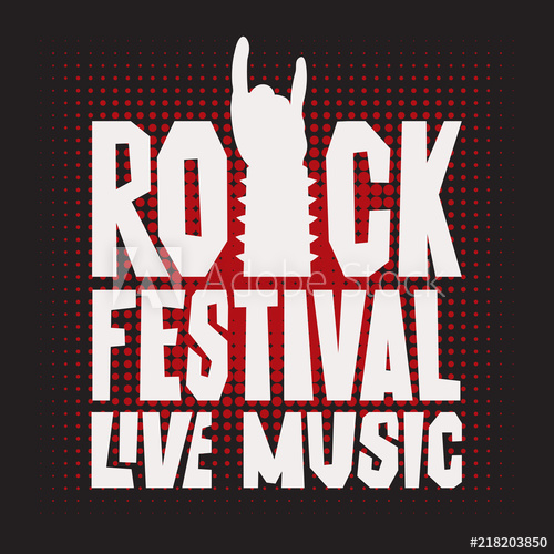 500x500 Music Banner With Rock Hand Sign Silhouette And Words Rock