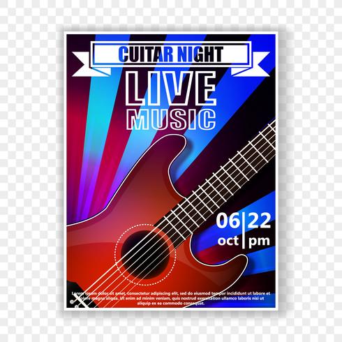 490x490 Musical Poster With A Guitar Live Music Vector