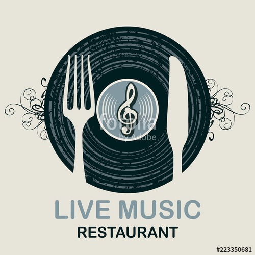 500x500 Vector Menu Or Banner For Restaurant With Live Music Decorated