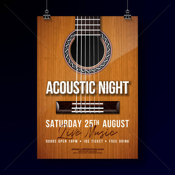 600x600 Acoustic Night Party Flyer Design With String And Lettering