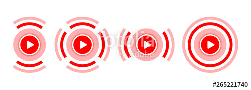 500x180 Play Button Wireless Icon Concept Of Live Stream Vector