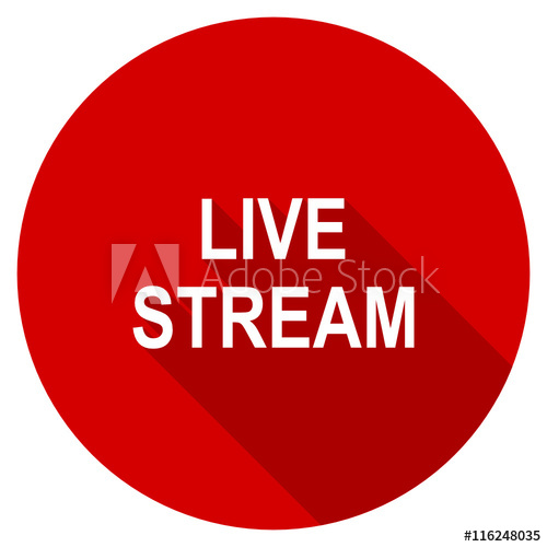 500x500 Flat Design Red Round Web Live Stream Vector Icon