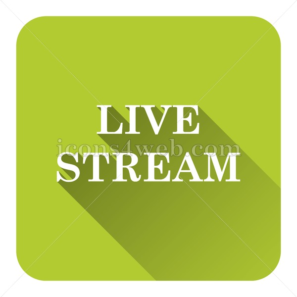 600x600 Live Stream Flat Icon With Long Shadow Vector
