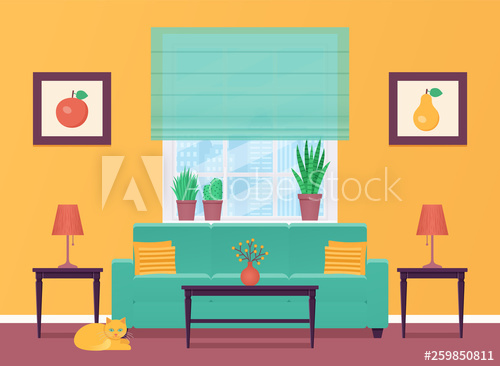 500x366 Living Room Vector Room Interior With Furniture Home Lounge