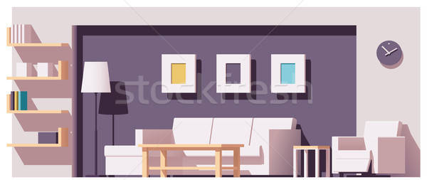 600x253 Vector Living Room Vector Illustration Taras Livyy