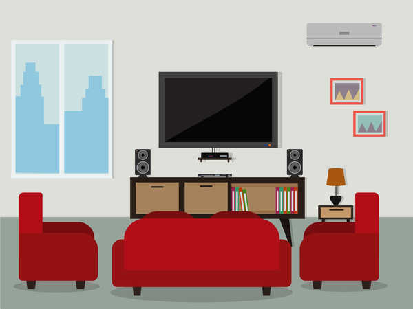 600x450 Living Room Flat Background Vector Free Download