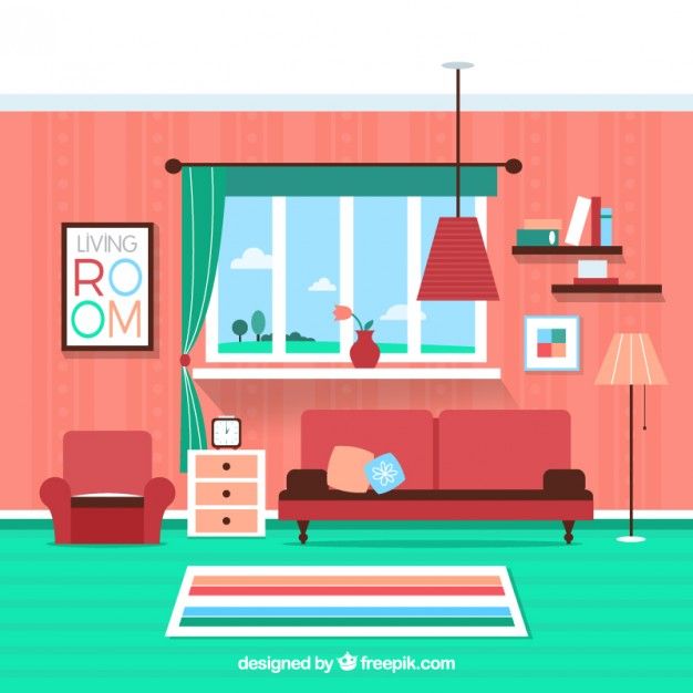 626x626 Colorful Living Room Free Vector Interer Eksterer