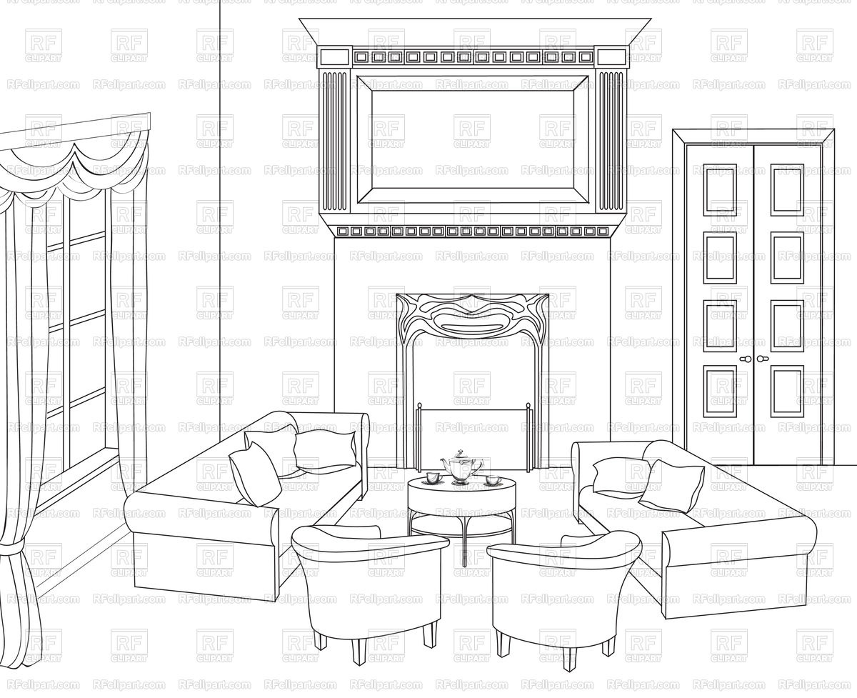 1200x977 Home Interior Furniture With Sofa, Armchair, Table Living Room