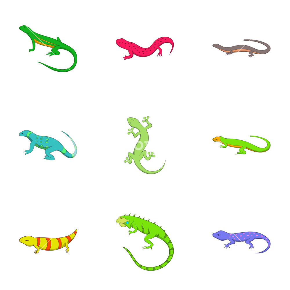1000x1000 Lizard Icons Set Cartoon Illustration Of Lizard Vector Icons