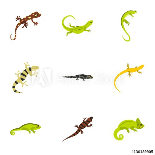 500x500 Lizard Icons Set Flat Illustration Of Lizard Vector Icons