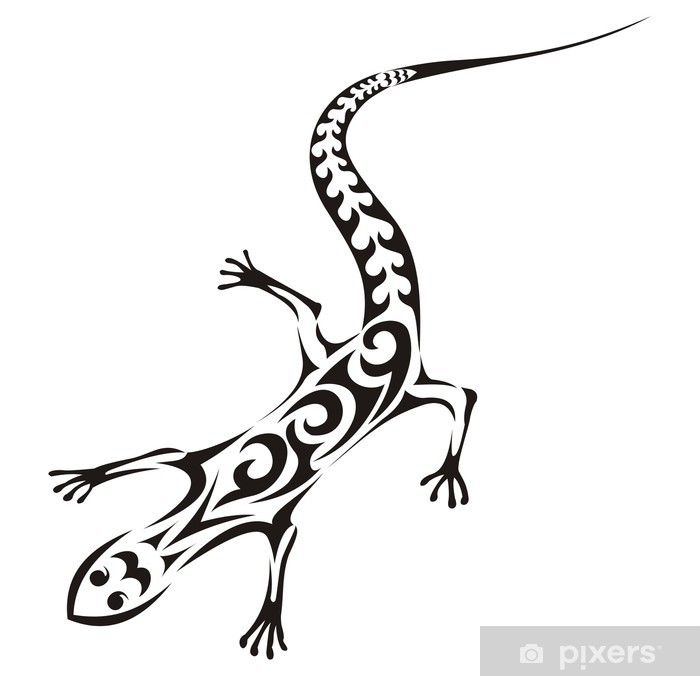 700x676 Tribal Lizard Vector Tattoo Wall Mural