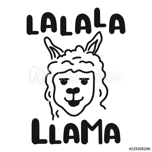 500x500 Funny Hand Drawn Llama Face, Vector Lettering Illustration