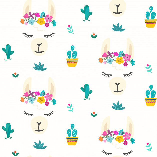626x626 Cute Llama Face Pattern Vector Premium Download