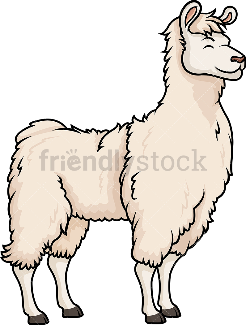 Sad llama illustration. Smile llama cartoon.