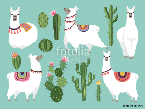 500x375 Illustrations Of Funny Llama Vector Animal In Flat Style Stock