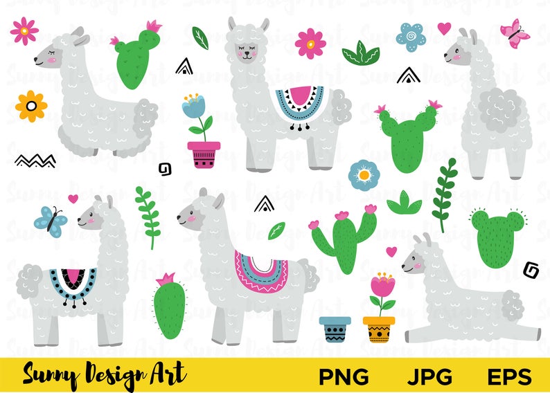794x568 Llama Vector Llama Clipart Hand Drawn Llama Llama Alpaca Etsy