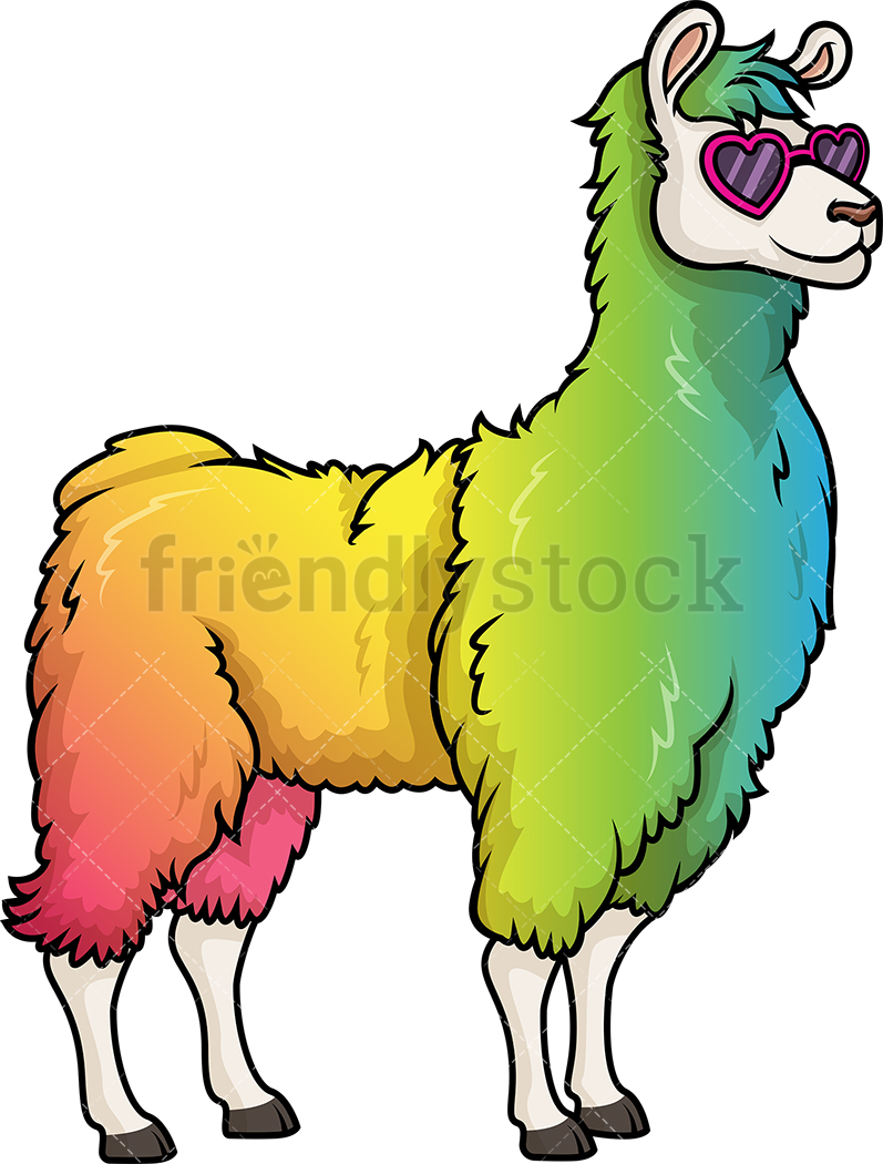 797x1050 Rainbow Llama Cartoon Clipart Vector