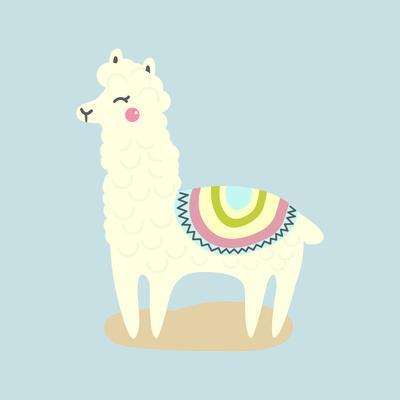 400x400 Vector Cute Llama Or Alpaca Illustration Funny Animal Art Print