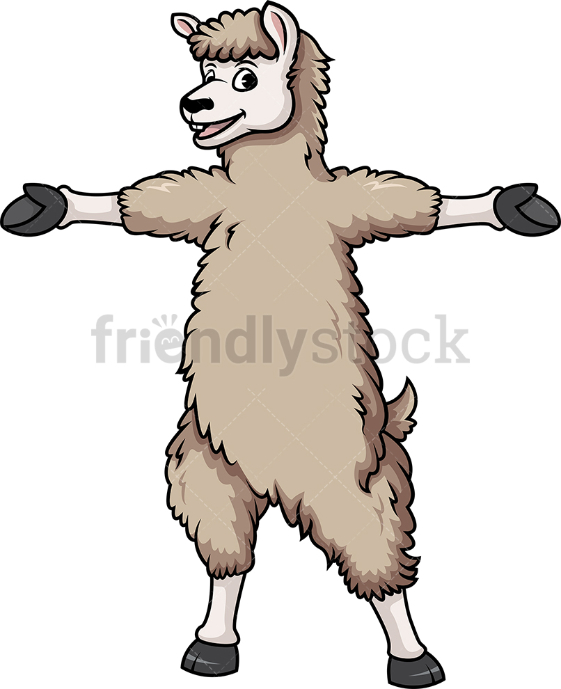 806x990 Welcoming Llama Cartoon Clipart Vector