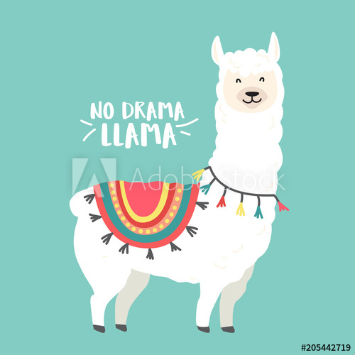 500x500 Cute Cartoon Llama Vector Design With No Prob Llama Motivational