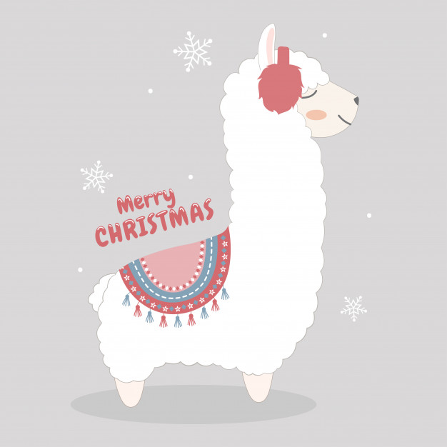 626x626 Cute Christmas Llama Vector Premium Download
