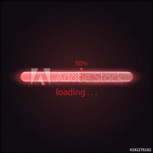 500x500 Red Progress Loading Bar Vector Illustration, Technology Concept