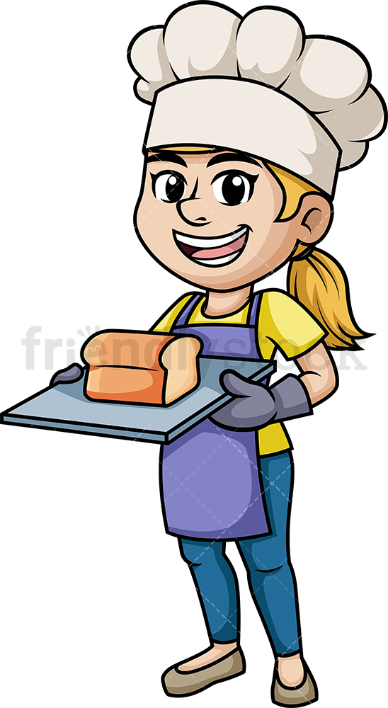 548x1000 Female Baker Holding Loaf Of Bread Cartoon Vector Clipart