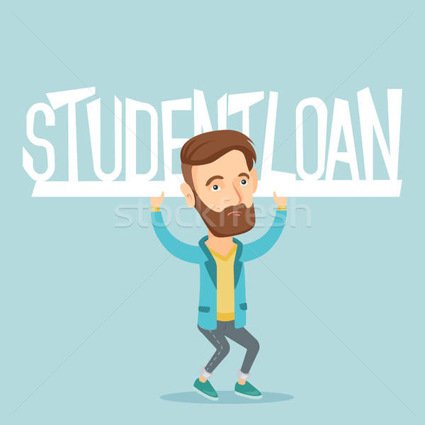 Young Man Holding Sign Of Student Loan Vector Illustration 600x600 Young Man Holding Sign Of Student Loan Vector Illustration