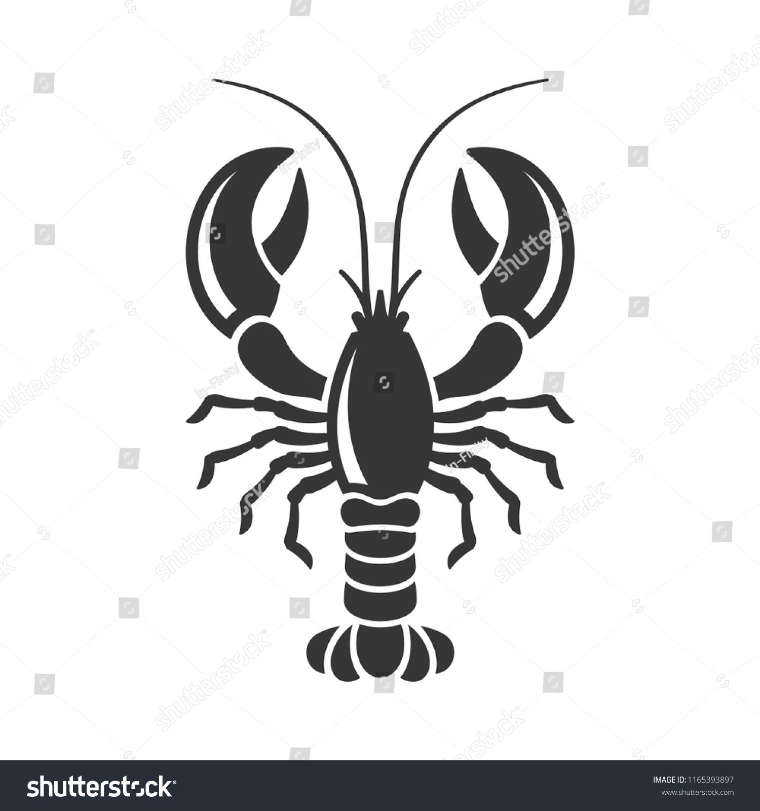 1500x1600 Lobster Silhouette Icon On White Background Vectoricon Silhouette