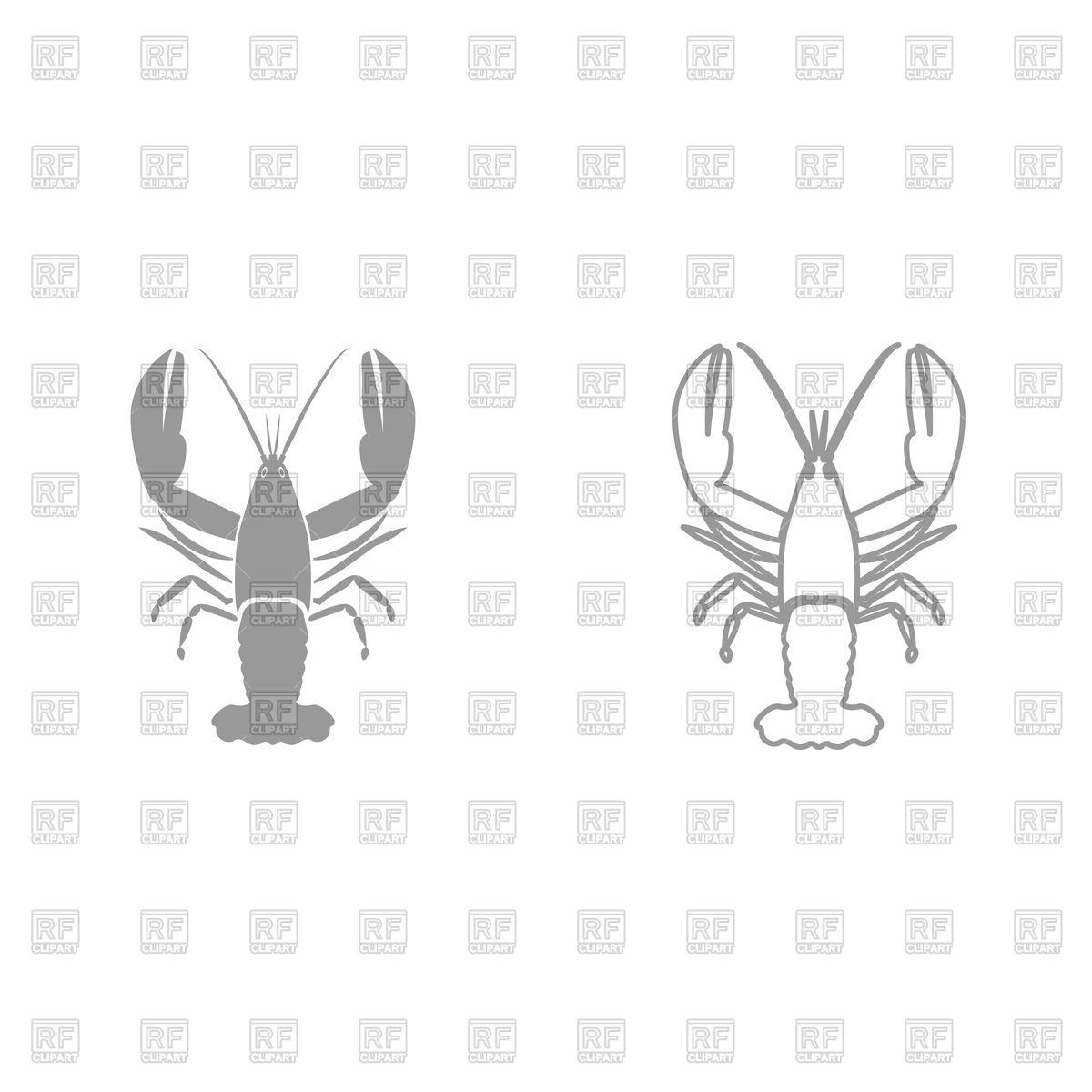 1200x1200 Lobster Silhouette And Outline Vector Image Of Objects