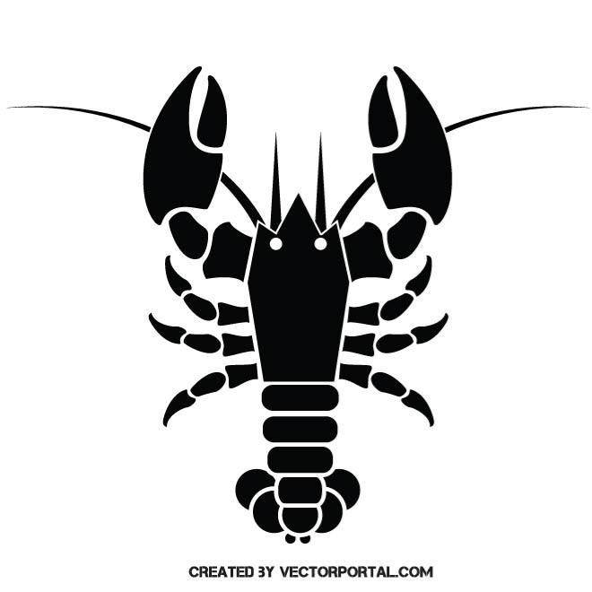 660x660 Vector Black Silhouette Of A Lobster Animal Vectors Free