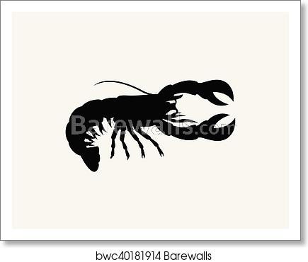 435x370 Crayfish Vector Silhouette, Art Print Barewalls Posters Prints