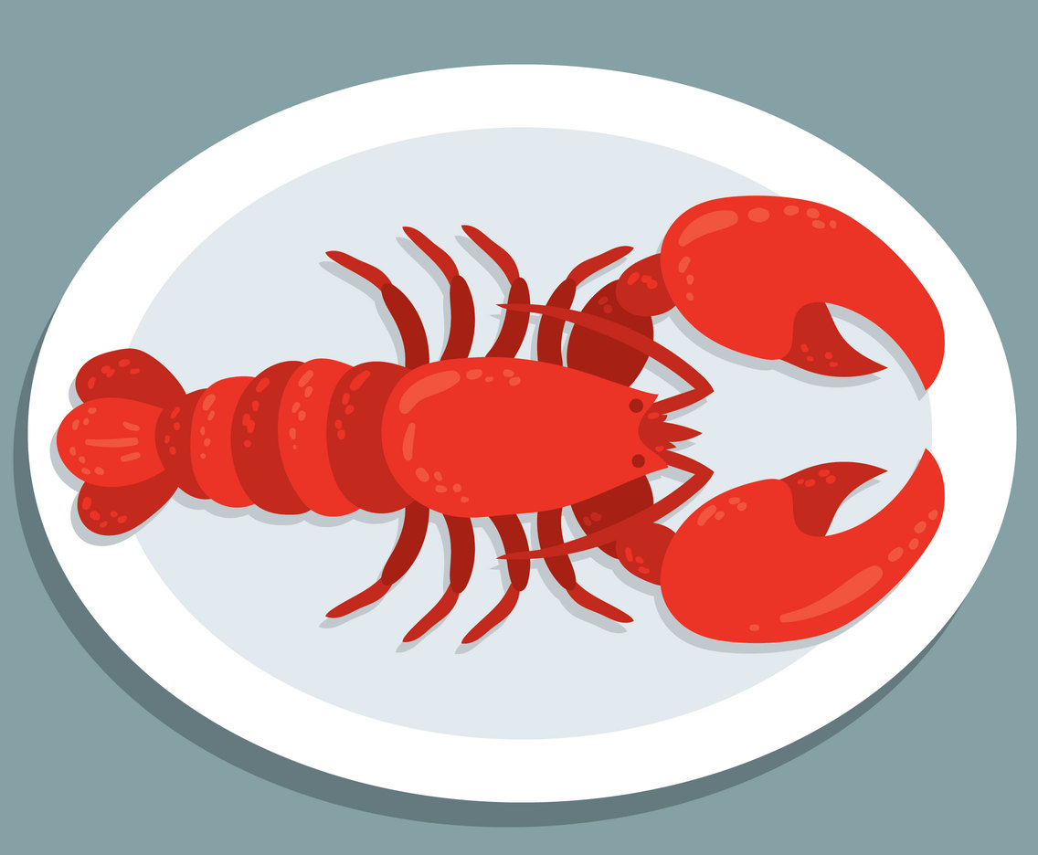 1136x936 Lobster On Plate Vector Vector Art Graphics