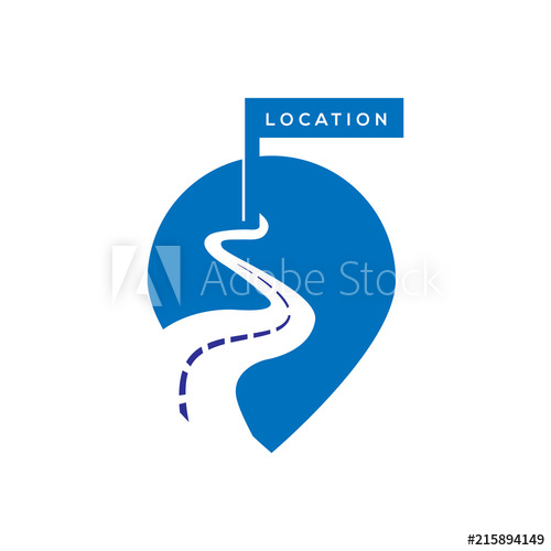 500x500 Pin Road Location Logo Icon Vector Template