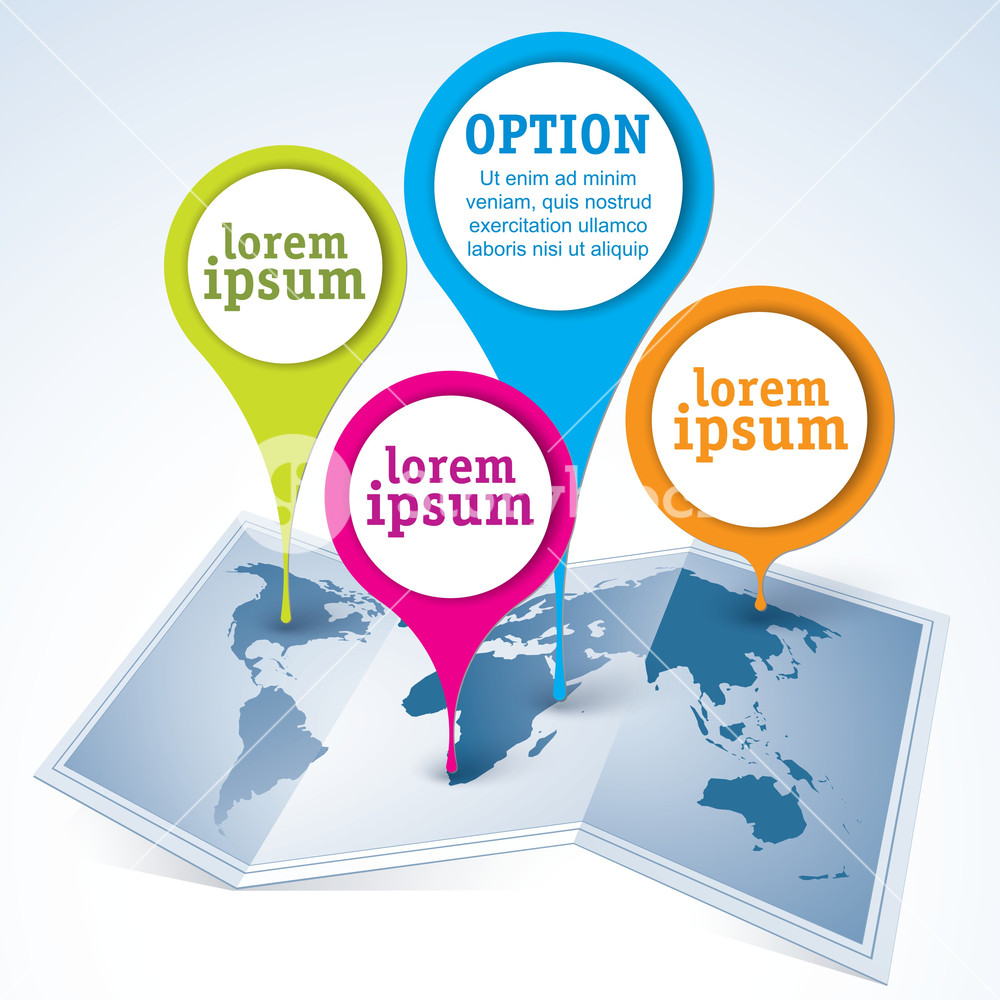 1000x1000 Location Icons On The World Map Vector Design Element Set