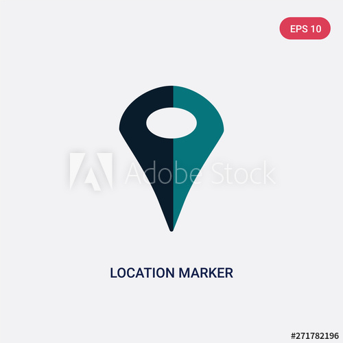 500x500 Two Color Location Marker Vector Icon From Maps And Flags Concept