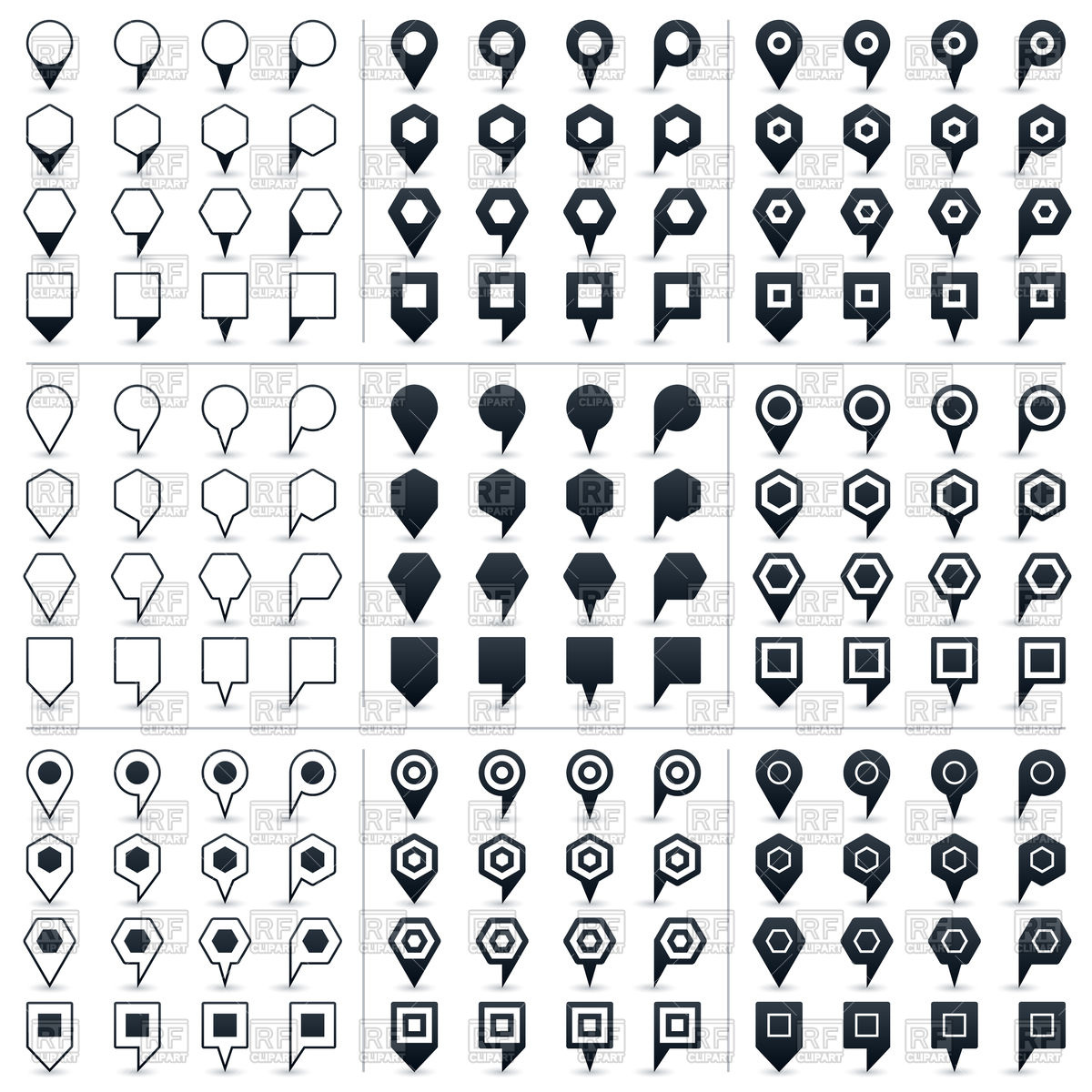 1200x1200 Set Of Map Pin Sign Location Icons Vector Image Of Icons
