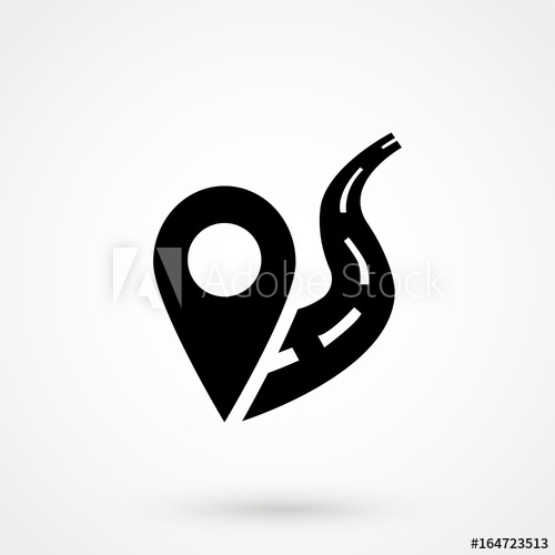 500x500 Flat Route Location Vector Icon Concept Of Path Or Road Journey