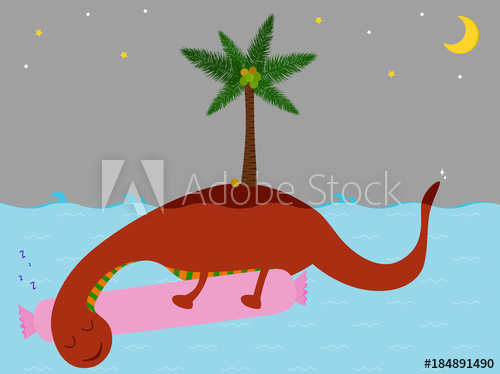 500x374 Vector Illustration Of Cute Smiling Loch Ness Monster Cartoon