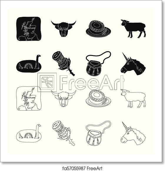 561x581 Free Art Print Of Loch Ness Monster, Thistle Flower, Unicorn