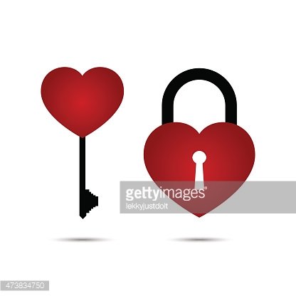 416x416 Heart Lock And Heart Key Vector Illustration Premium Clipart