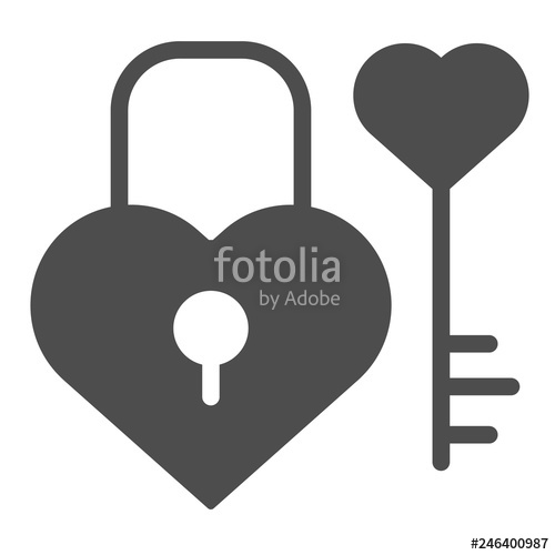 500x500 Lock And Key In Heart Shape Solid Icon Love Padlock And Key