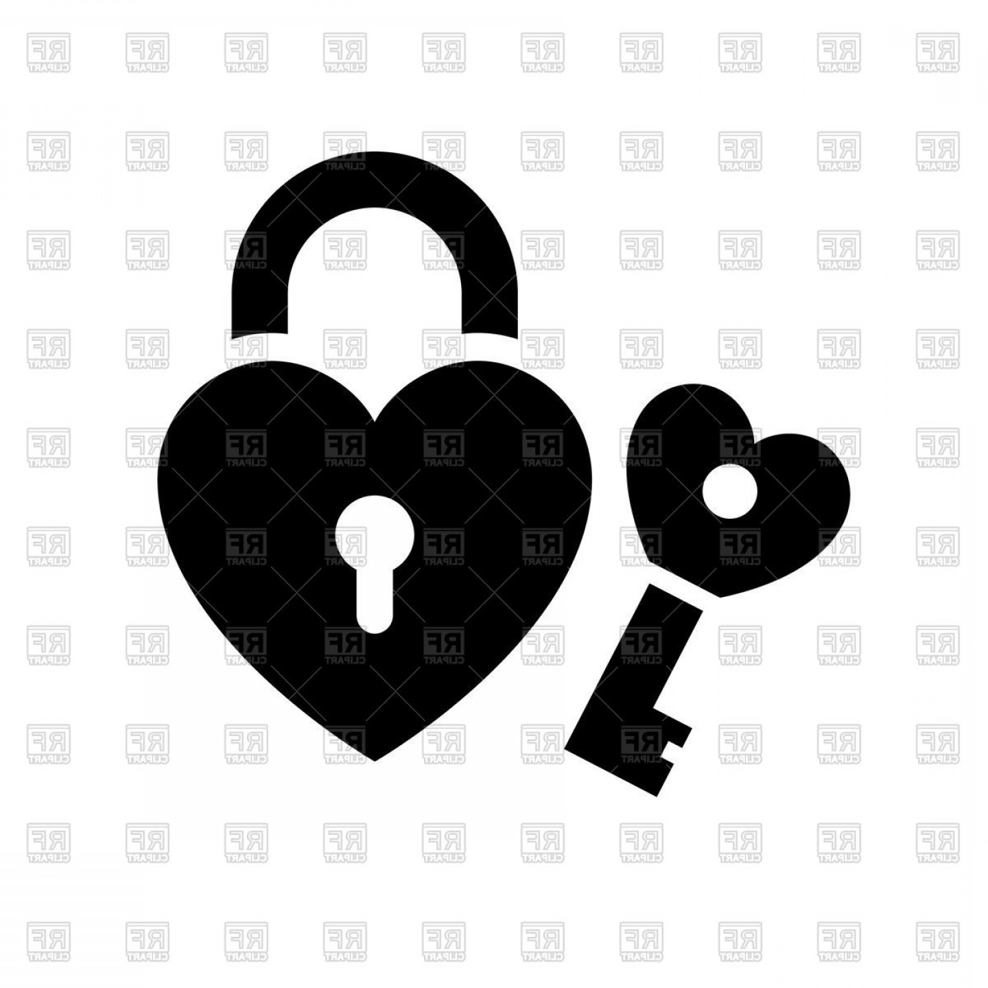 1440x1440 Love Symbol Valentines Day Padlock And Key Vector Clipart