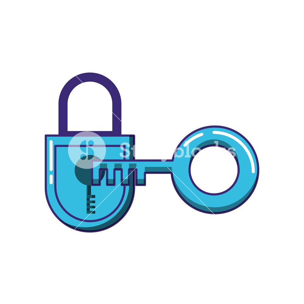 1000x1000 Security Padlock With Key Vector Illustration Design Royalty Free