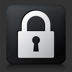 235x235 Black Square Button With Security Lock Icon Vector Art