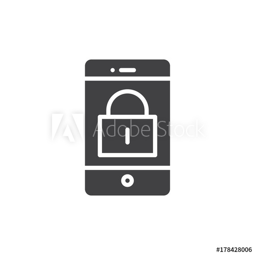 500x500 Smartphone Lock Icon Vector, Filled Flat Sign, Solid Pictogram